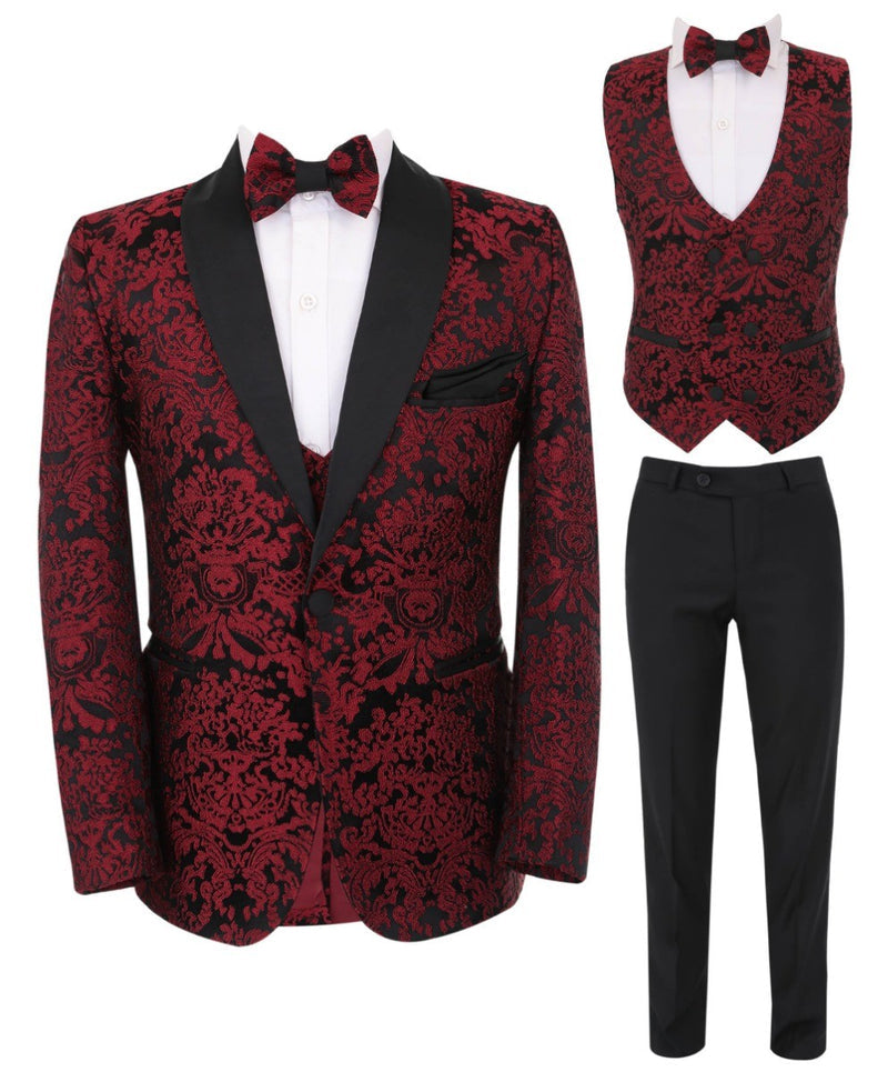 Burgundy Patterned Suit