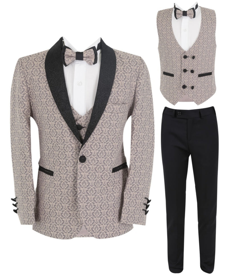 Silver beige patterned Suit