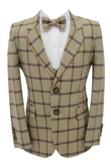 Plaid Cream and brown Suit