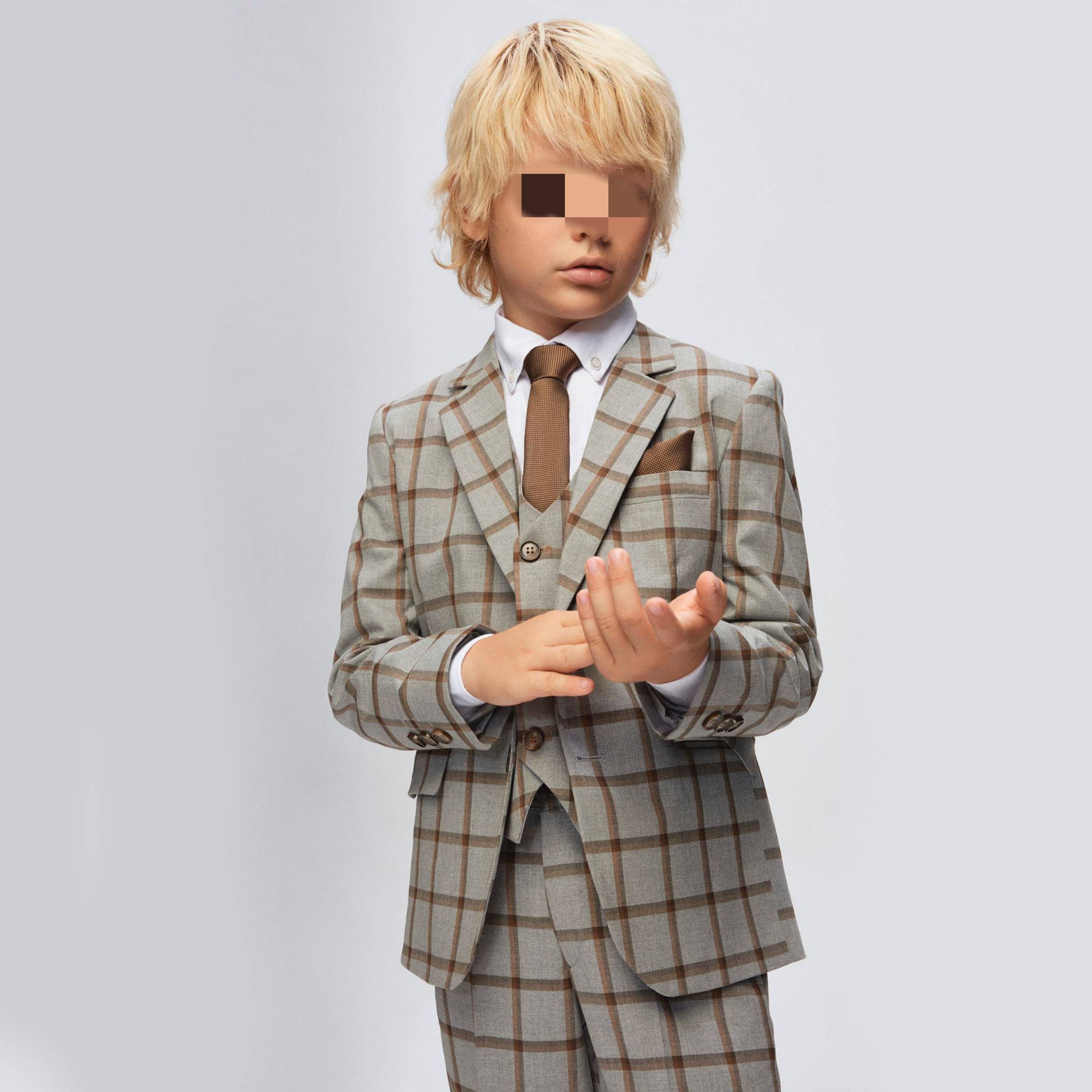 Plaid Grey and Brown Suit