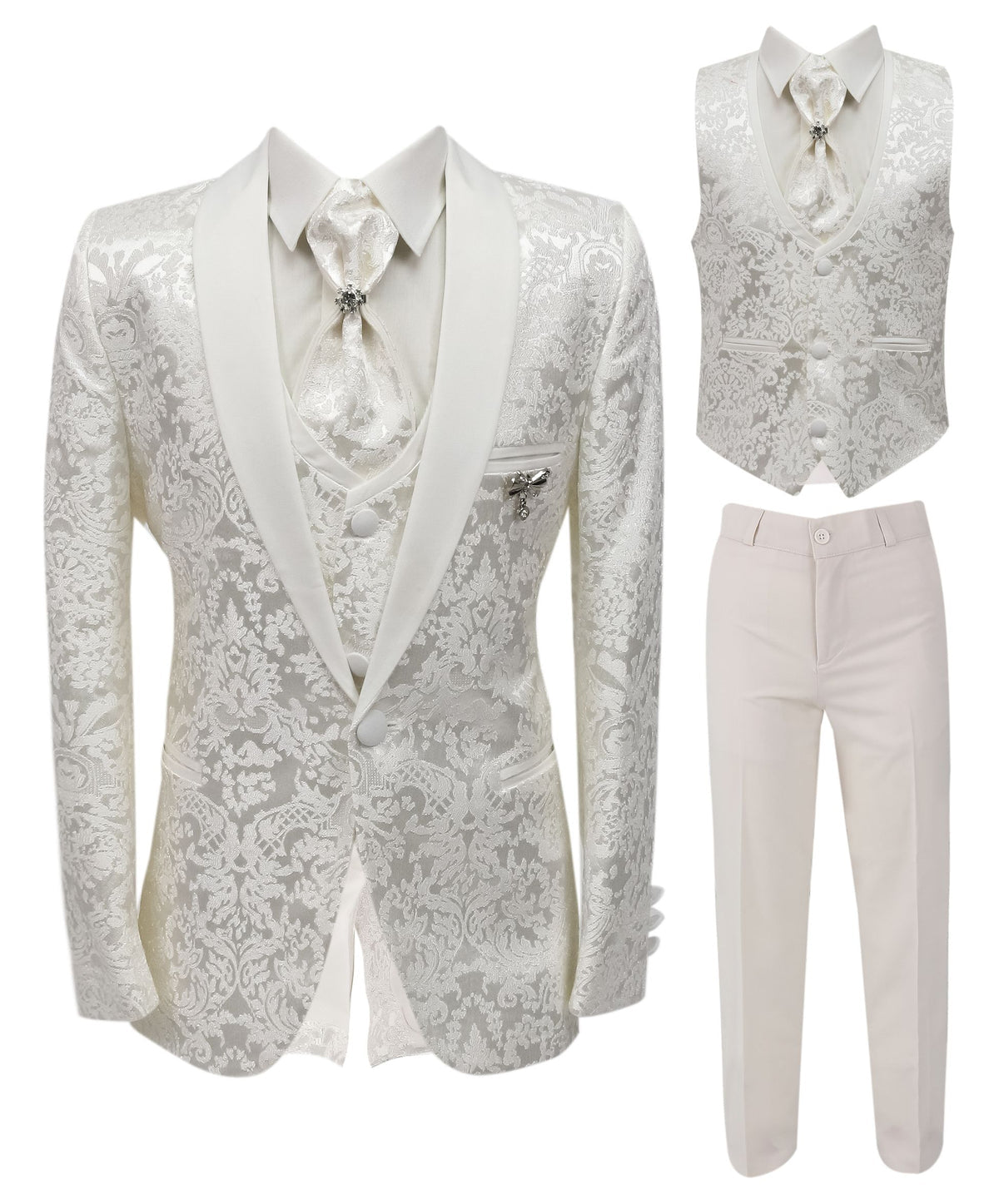 Ivory patterned Suit
