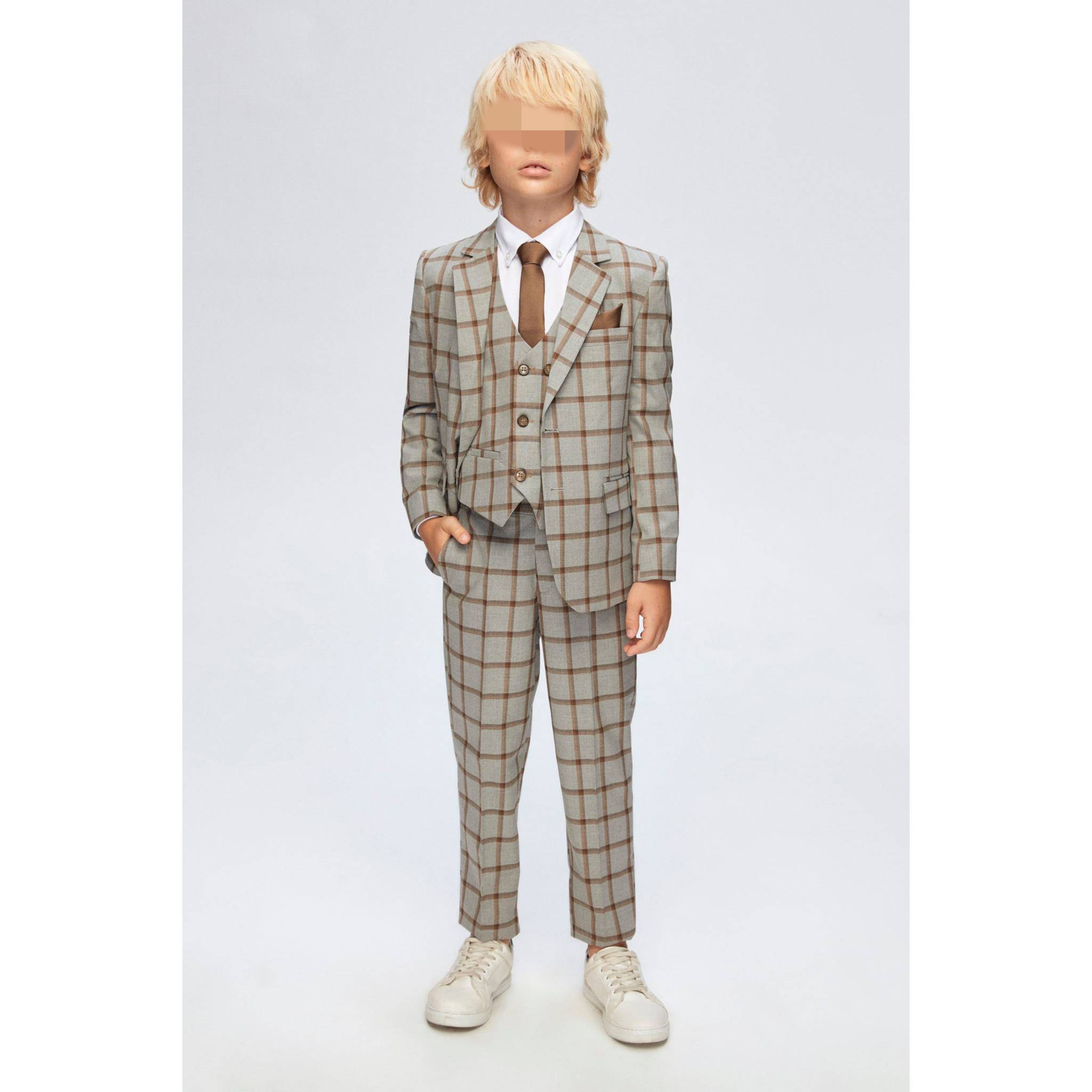 Plaid Grey and Brown Suit