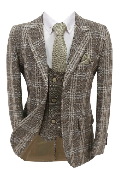 Plaid Cream brown Suit