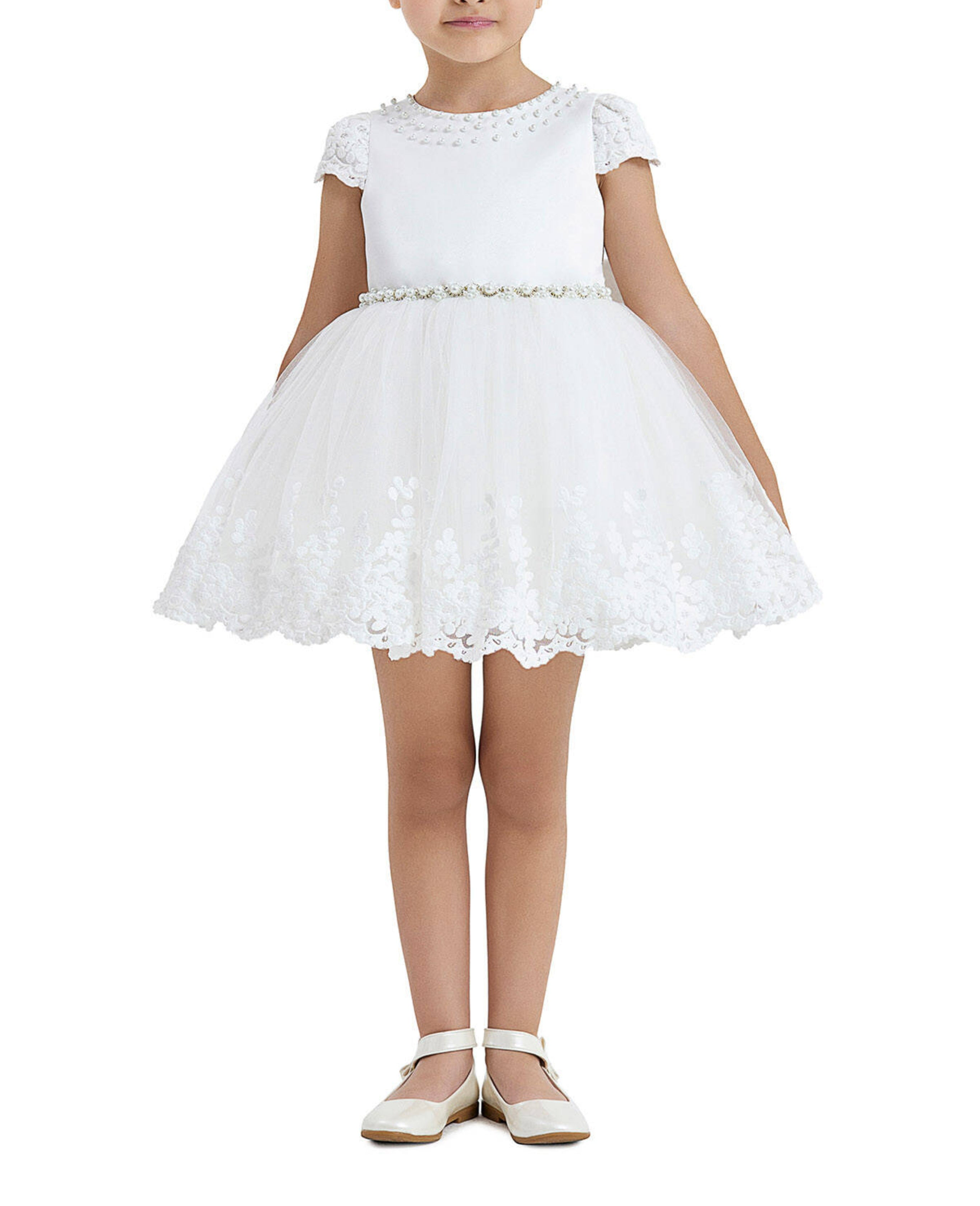 Girls White Short Dress