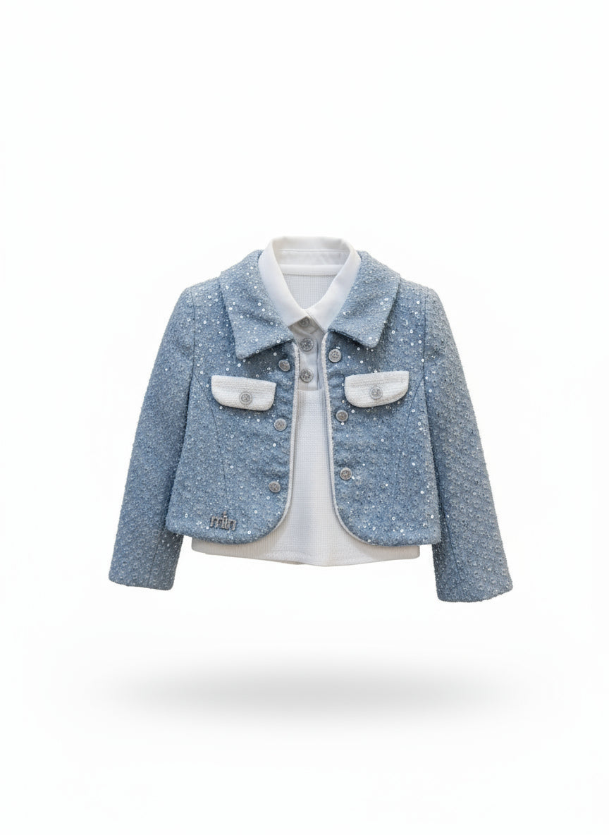 sequins jacket top skirt set