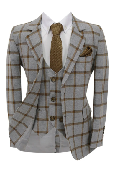 Plaid Grey and Brown Suit