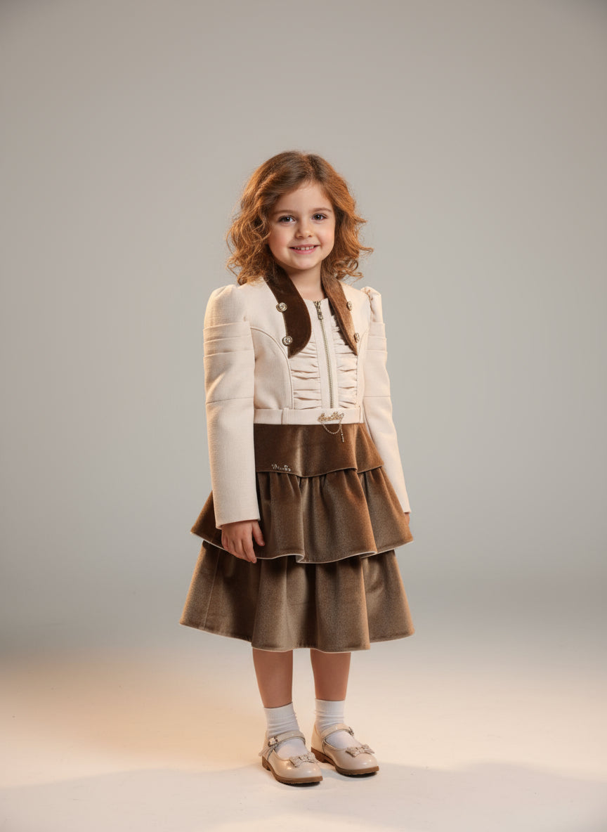 full sleeve Brown layered dress