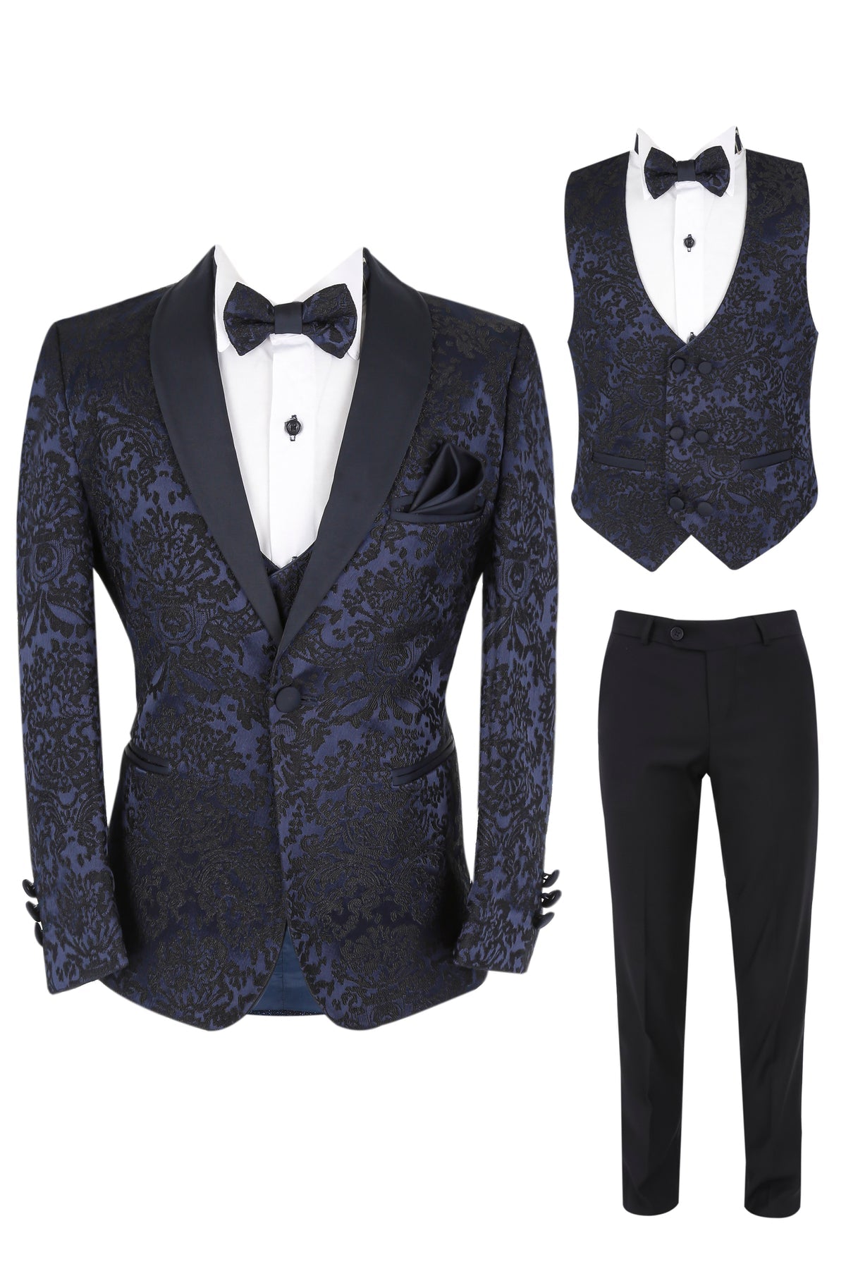 Navy Patterned Suit