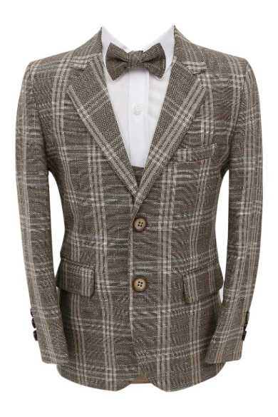 Plaid Cream brown Suit