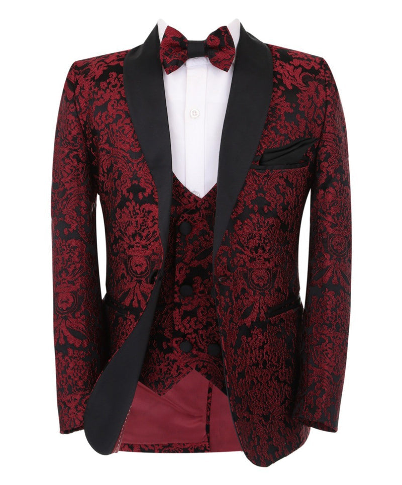 Burgundy Patterned Suit