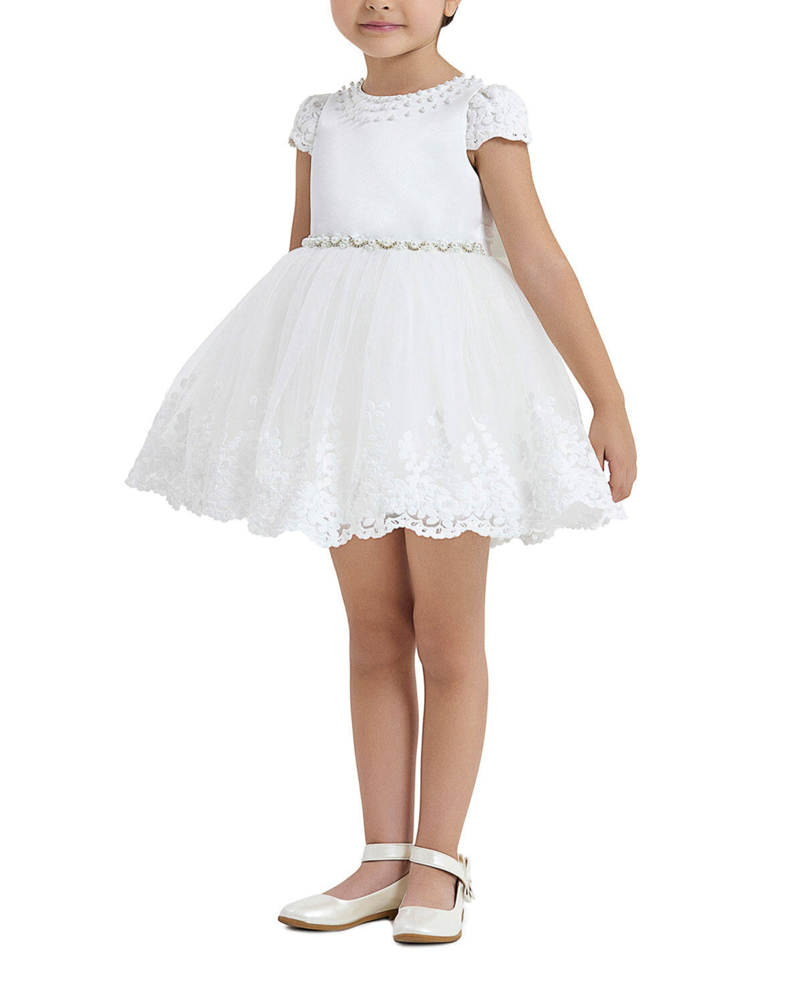 Girls White Short Dress