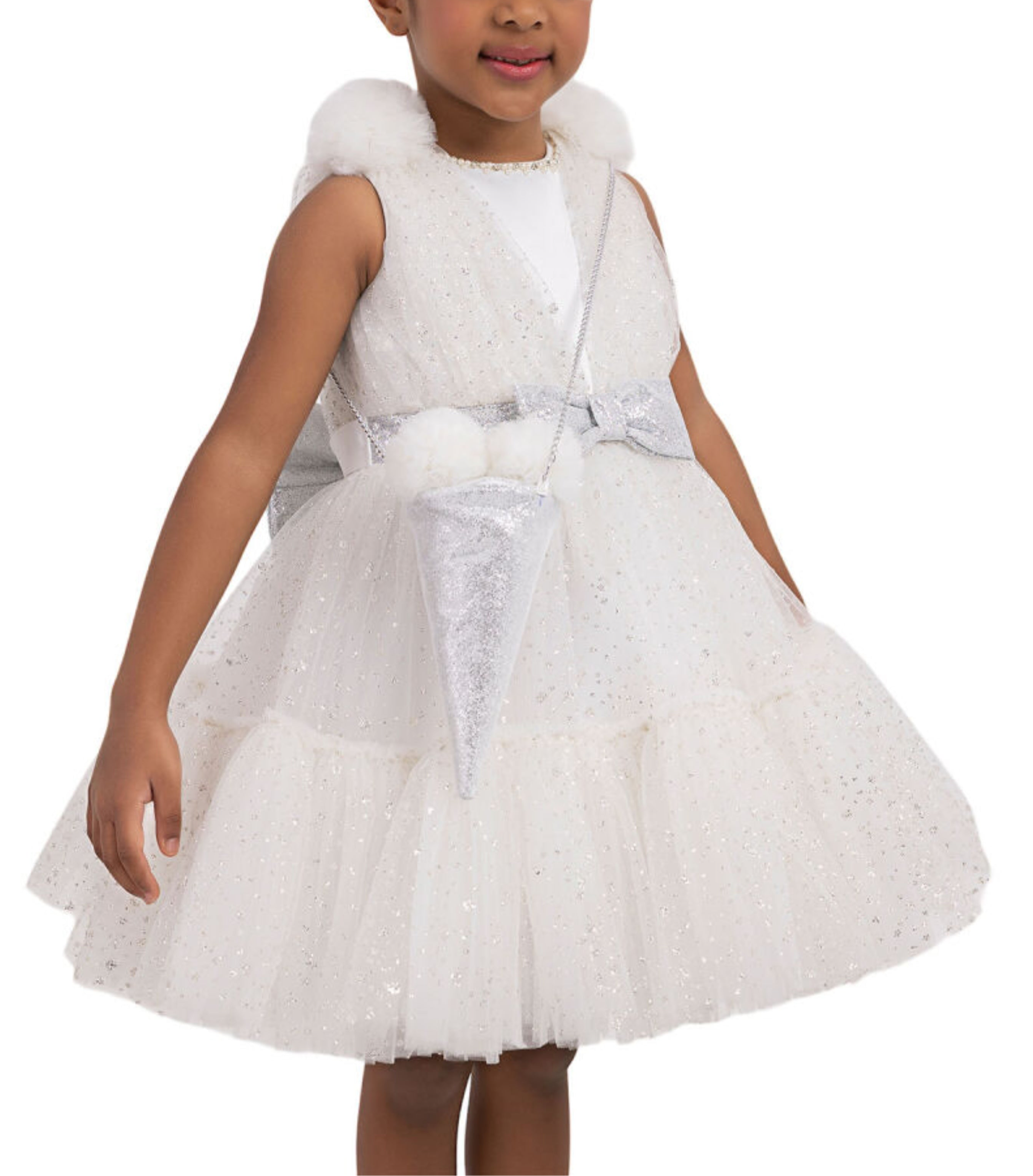 Glittery White Cone dress