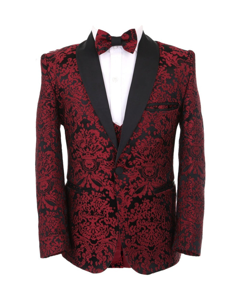 Burgundy Patterned Suit