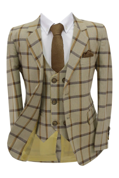 Plaid Cream and brown Suit
