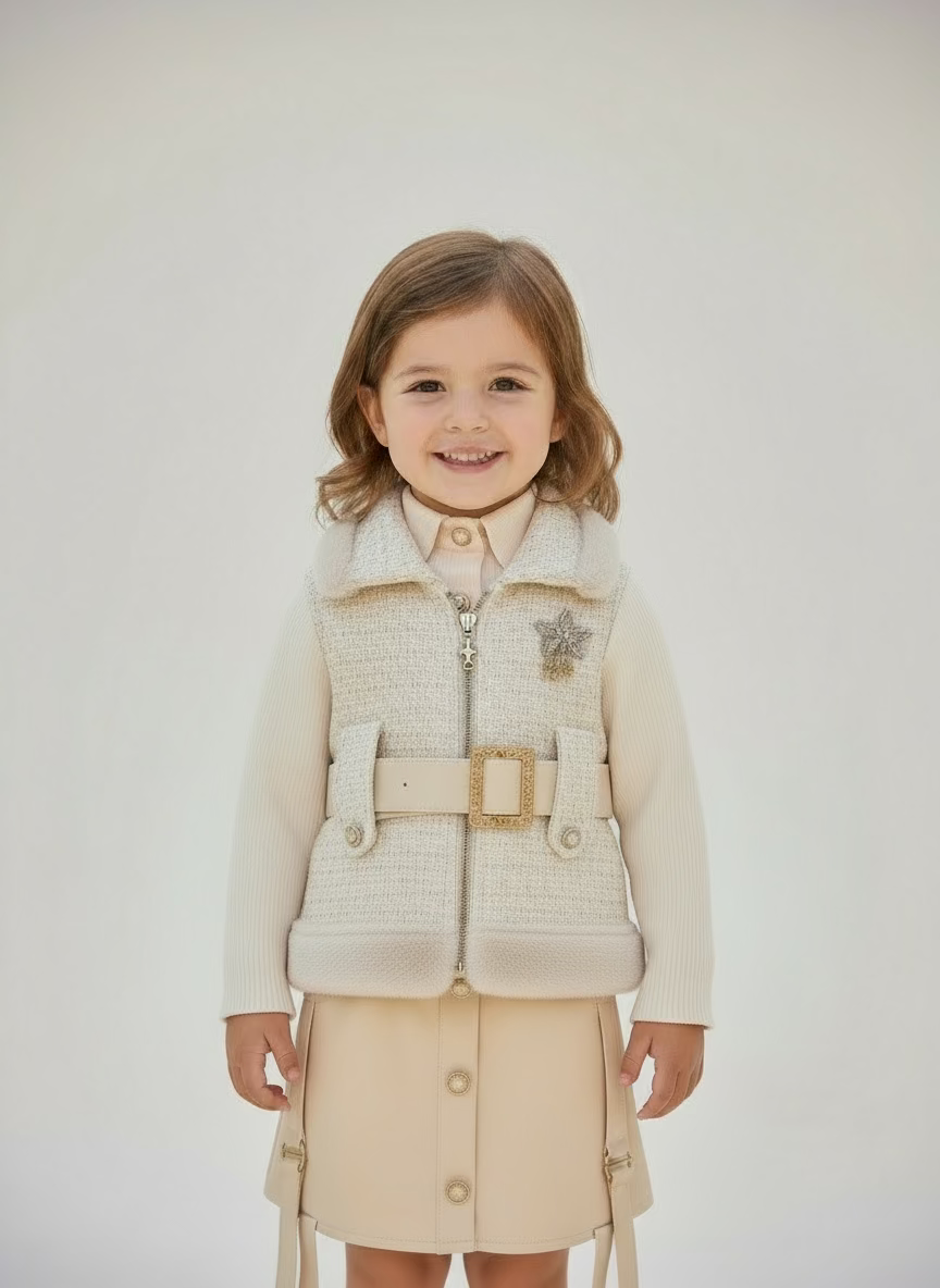 coord gillet with top and skirt set