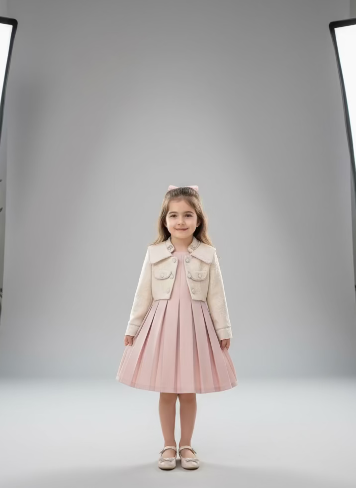 dusty pink dress with top