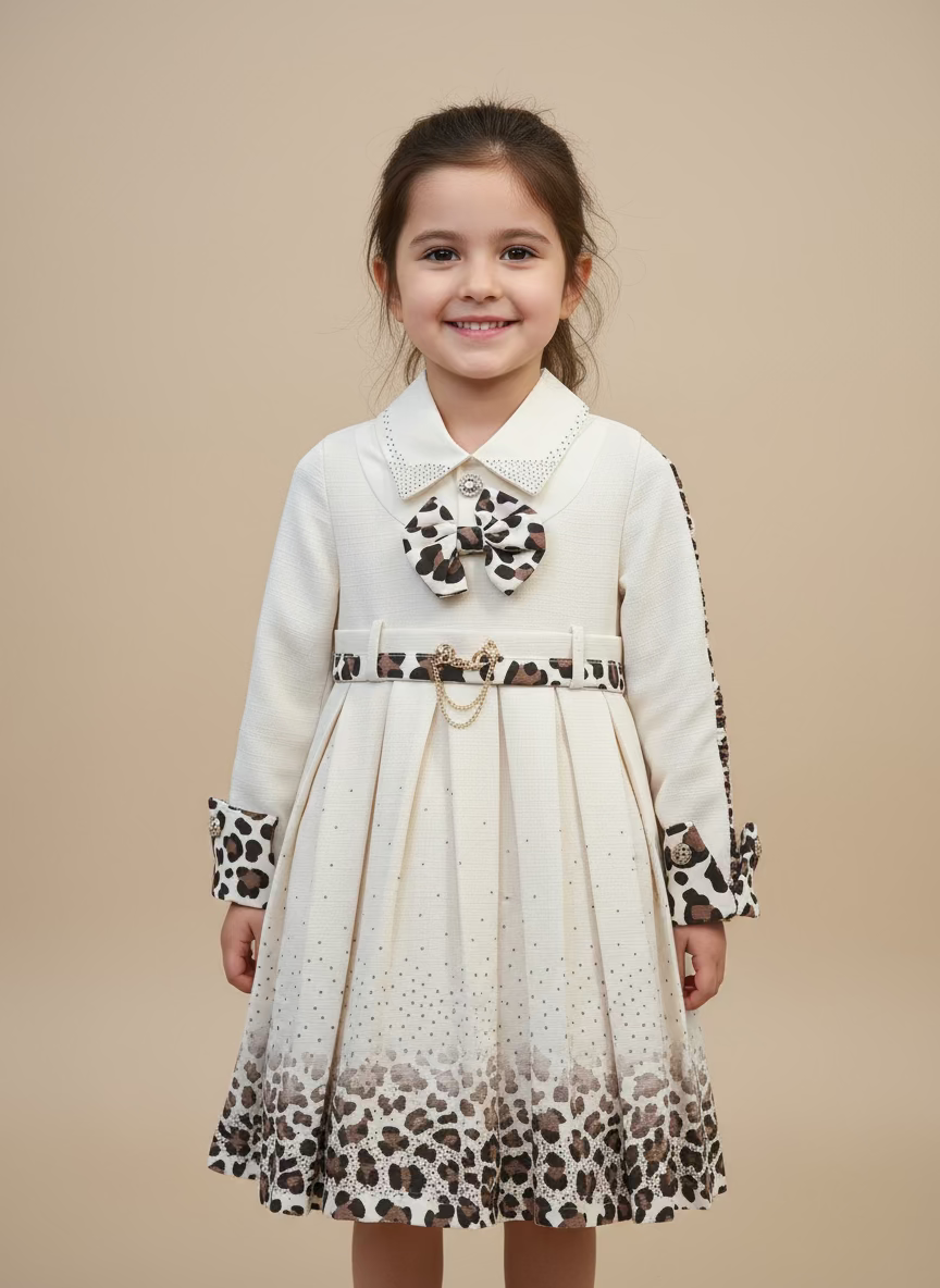 cream diamante leopard print dress