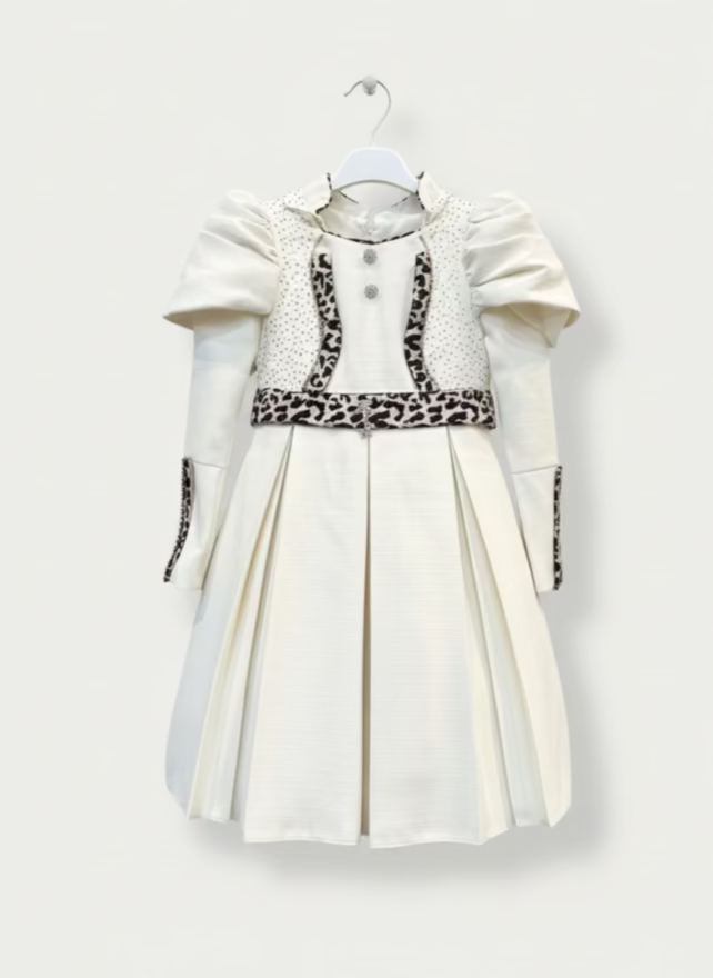 cream dress with leopard lining