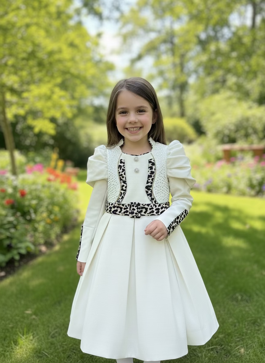 cream dress with leopard lining