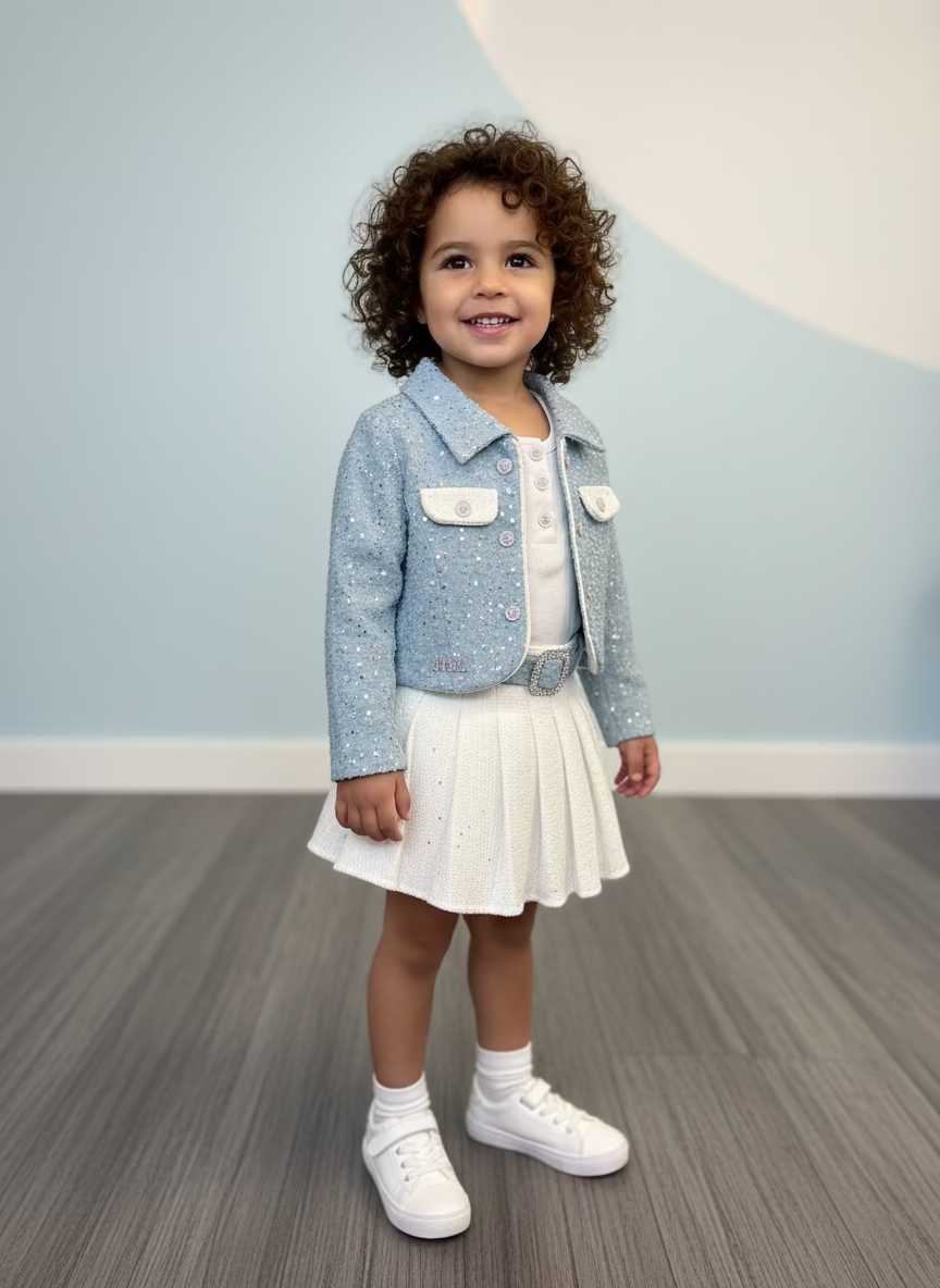 sequins jacket top skirt set