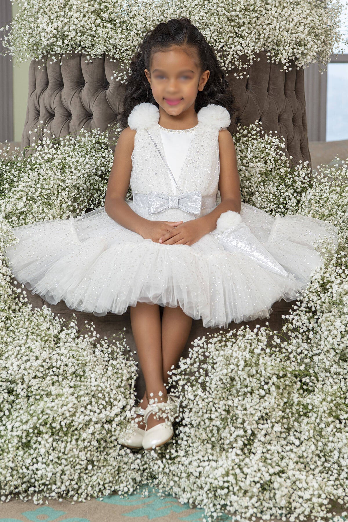 Glittery White Cone dress