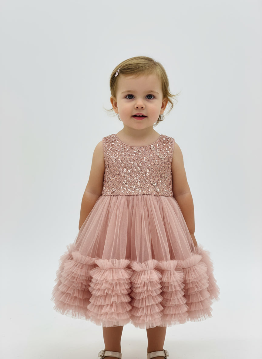 Dusty Pink Sequins Tulle
