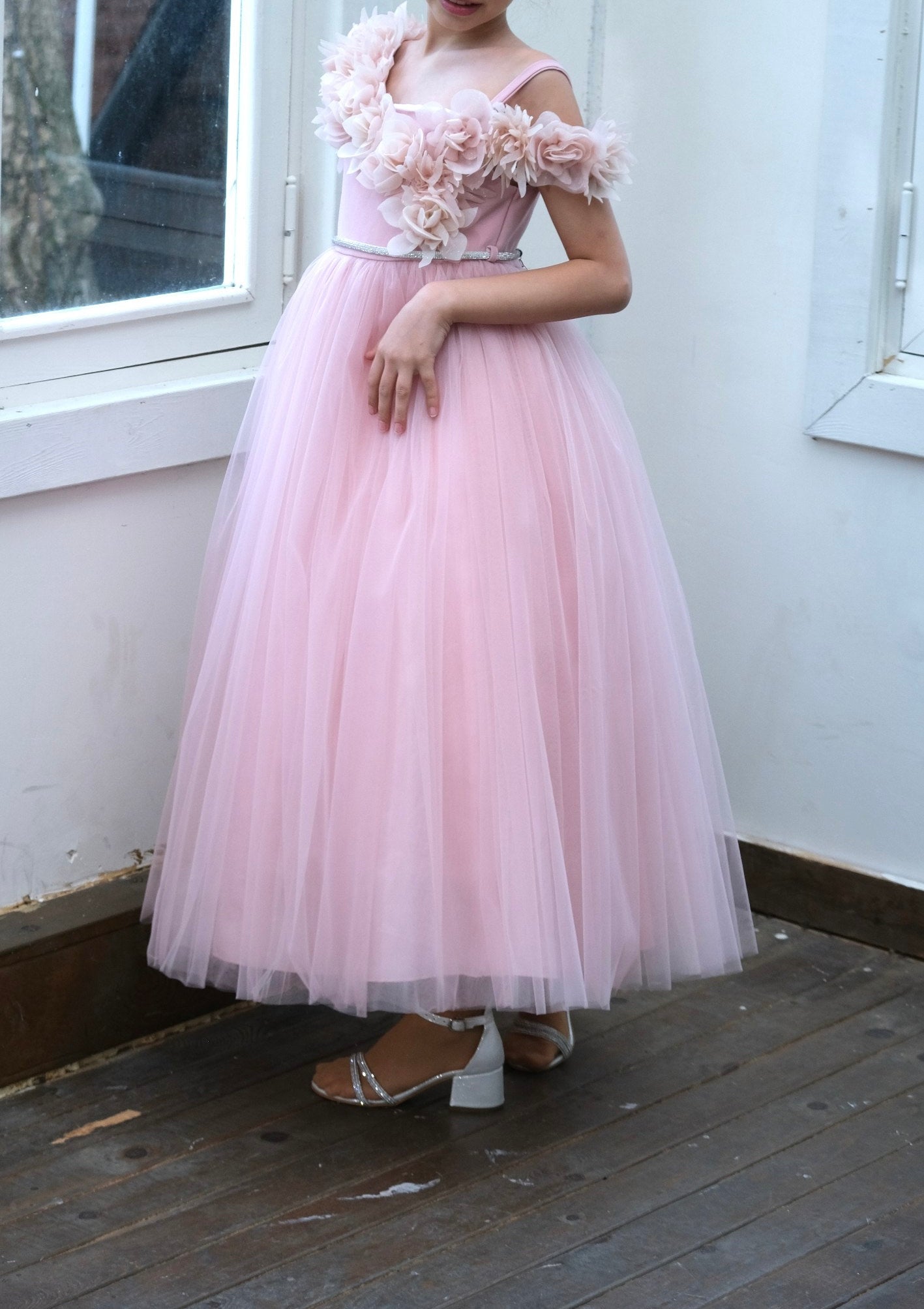 Pink Lace flower girl dress
