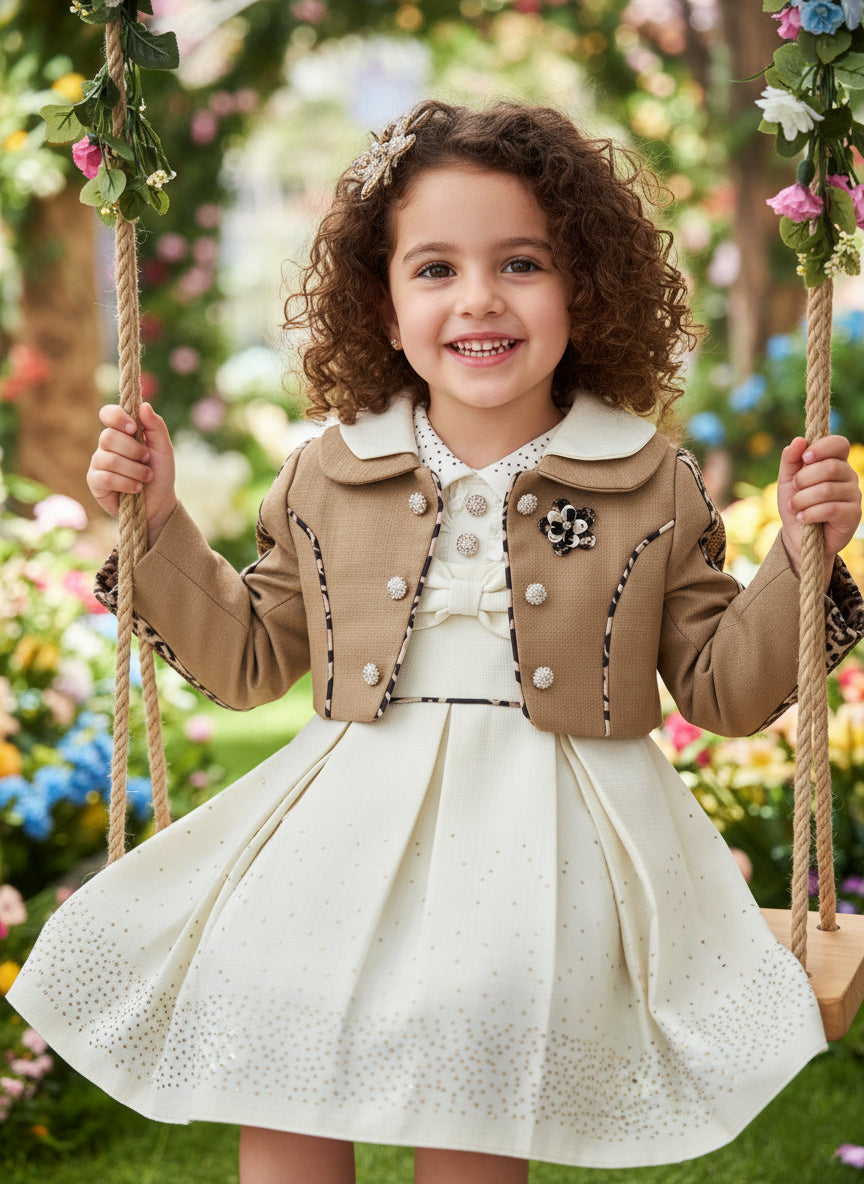 smocked dress with coat set