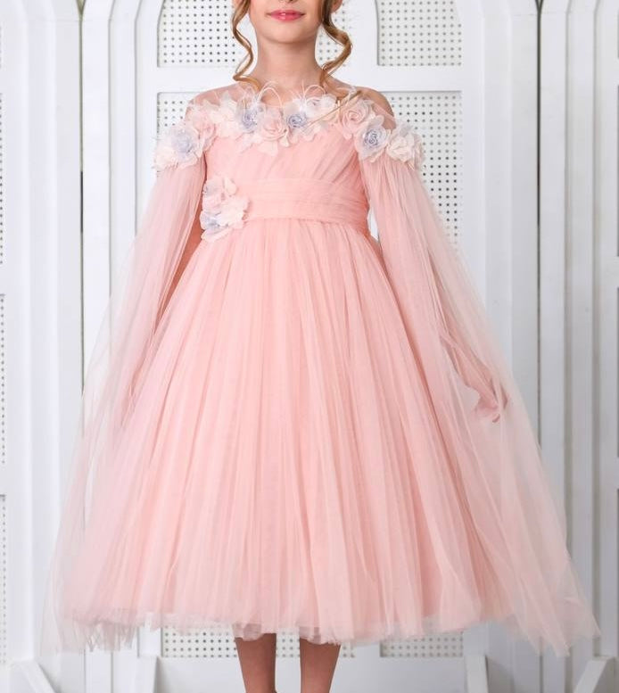 Flower Girl Dress with Mantilla Veil