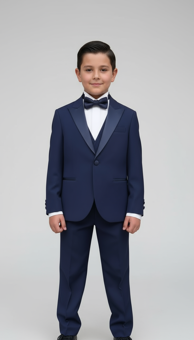 Navy shiny collar suit