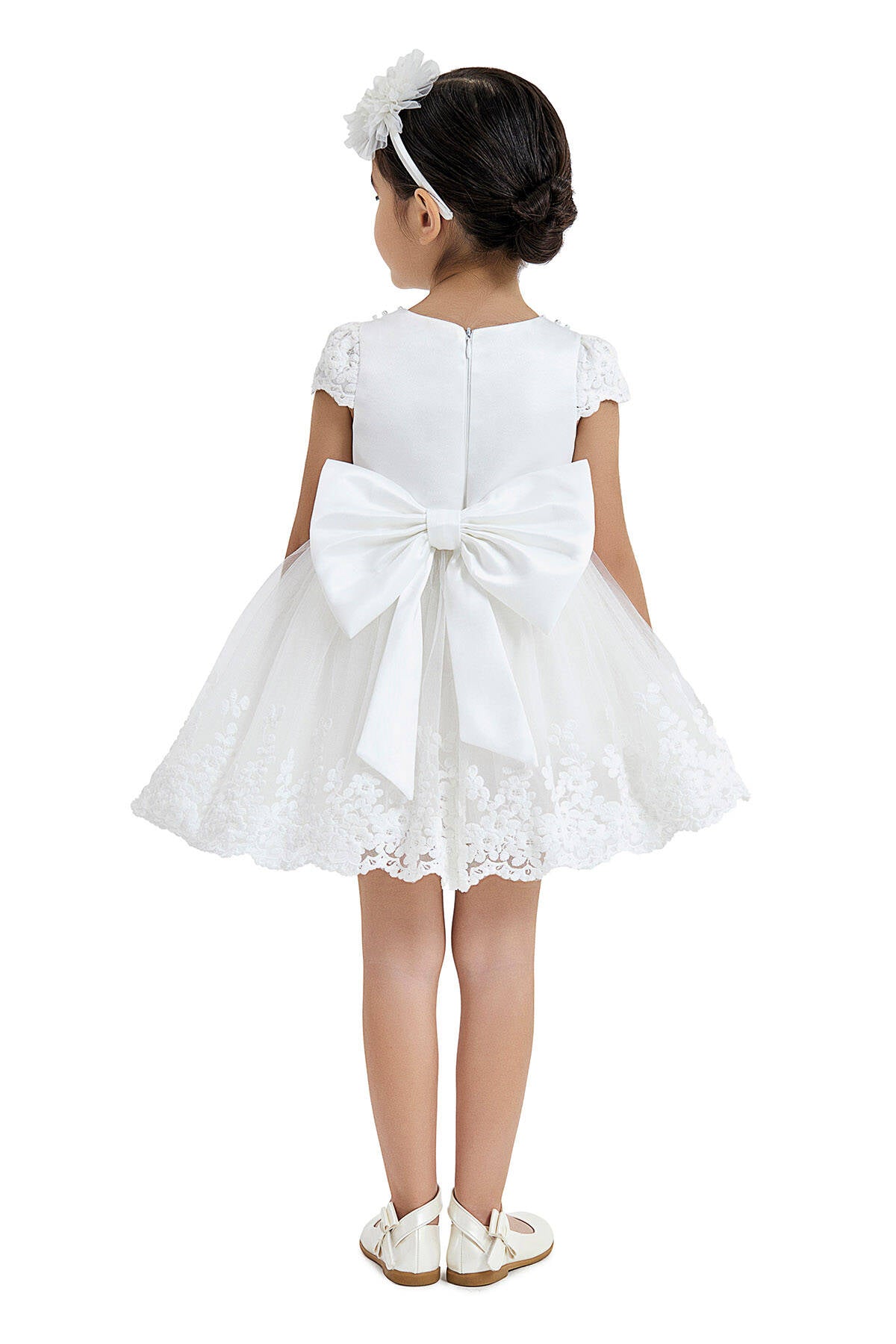 Girls White Short Dress