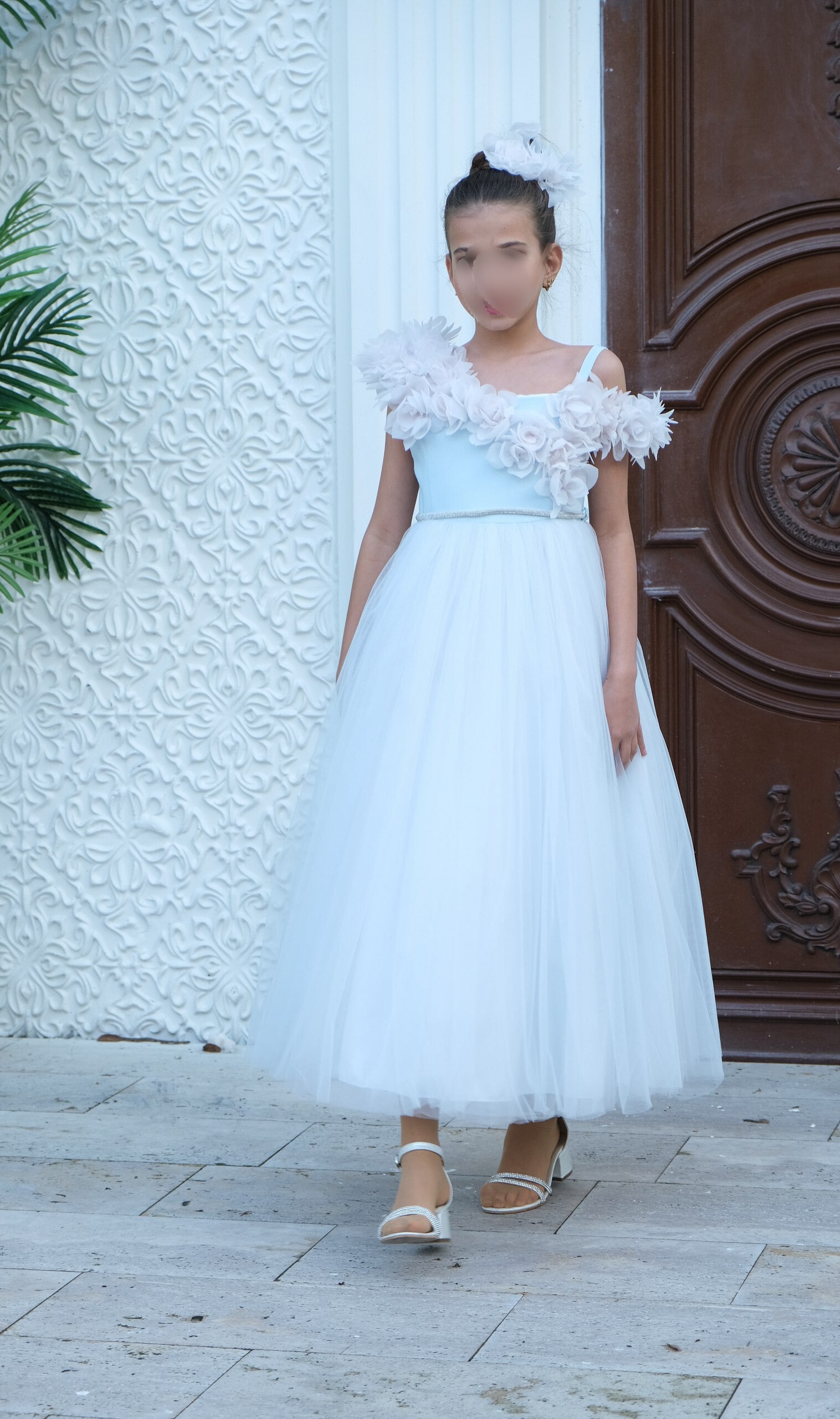 Blue Lace flower girl dress
