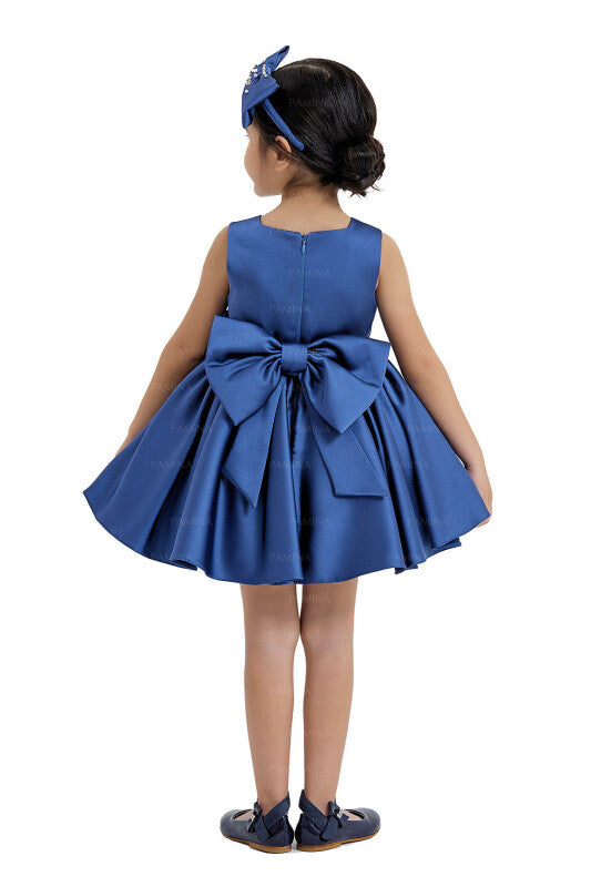 Baby navy satin dress