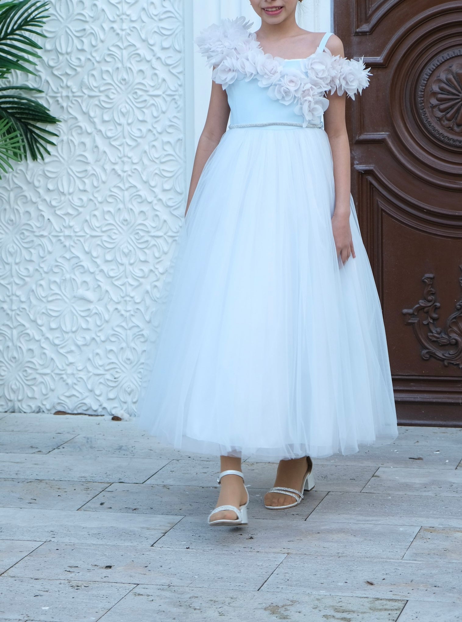 Blue Lace flower girl dress