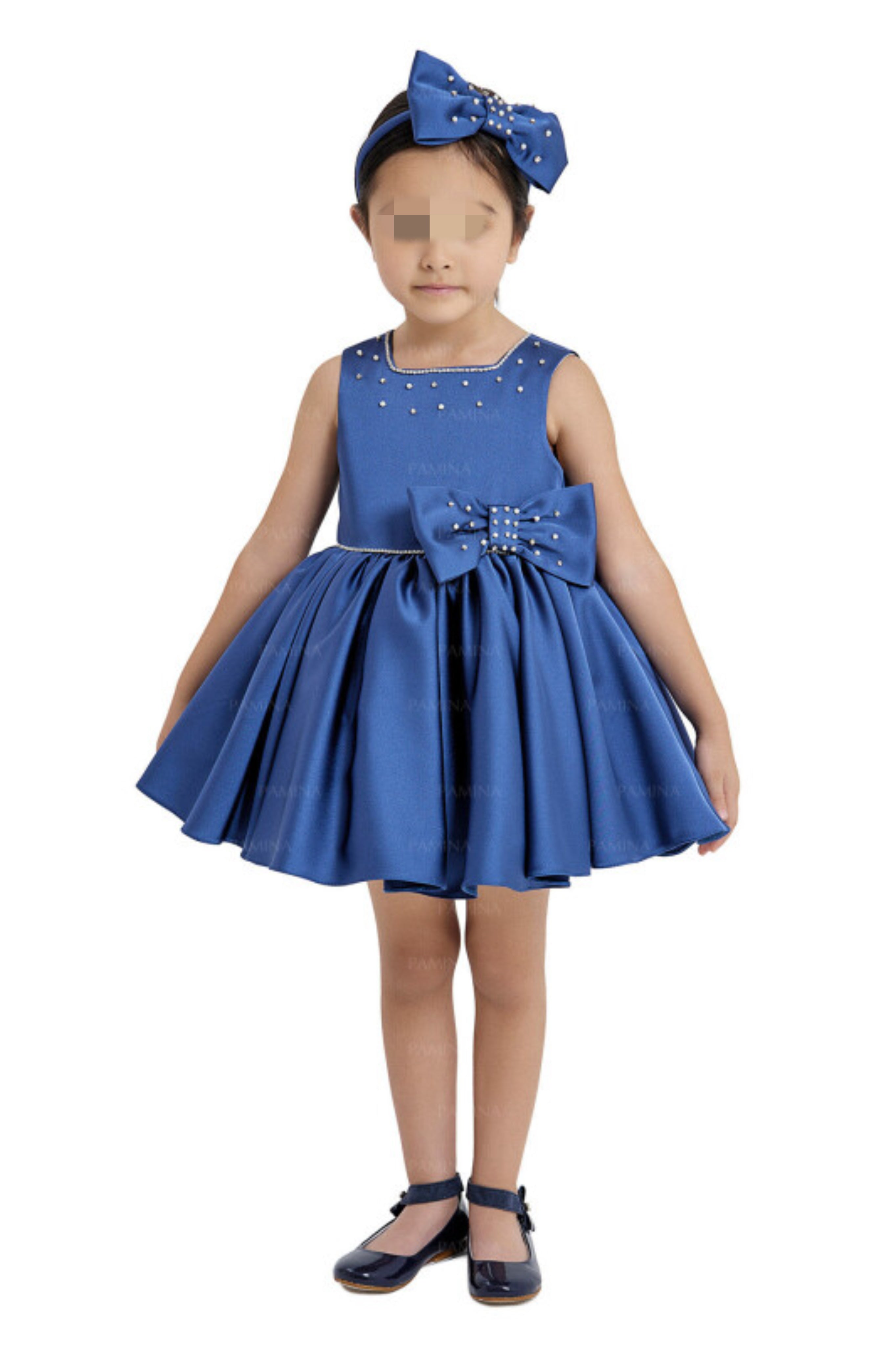 Baby navy satin dress
