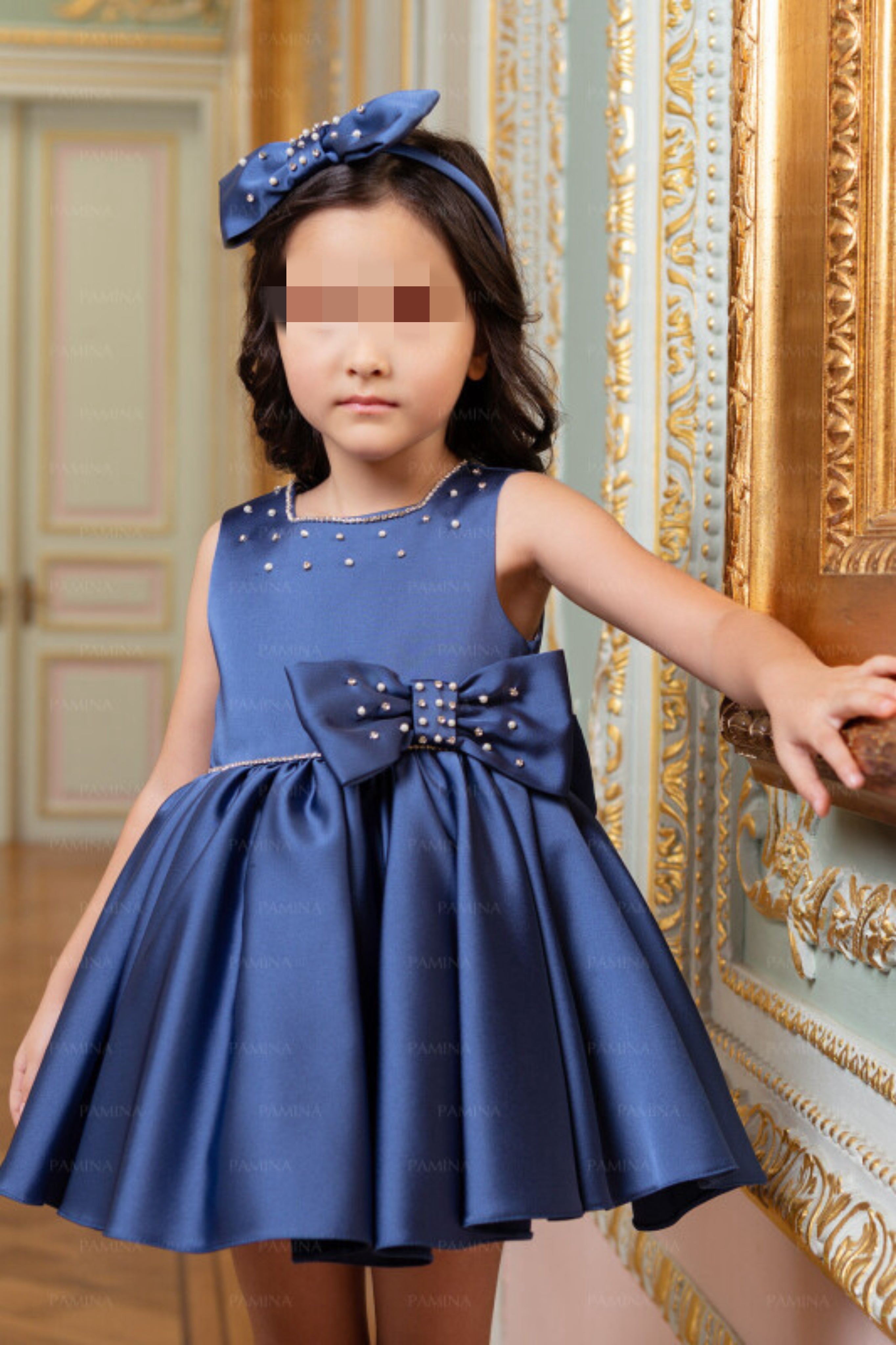 Baby navy satin dress