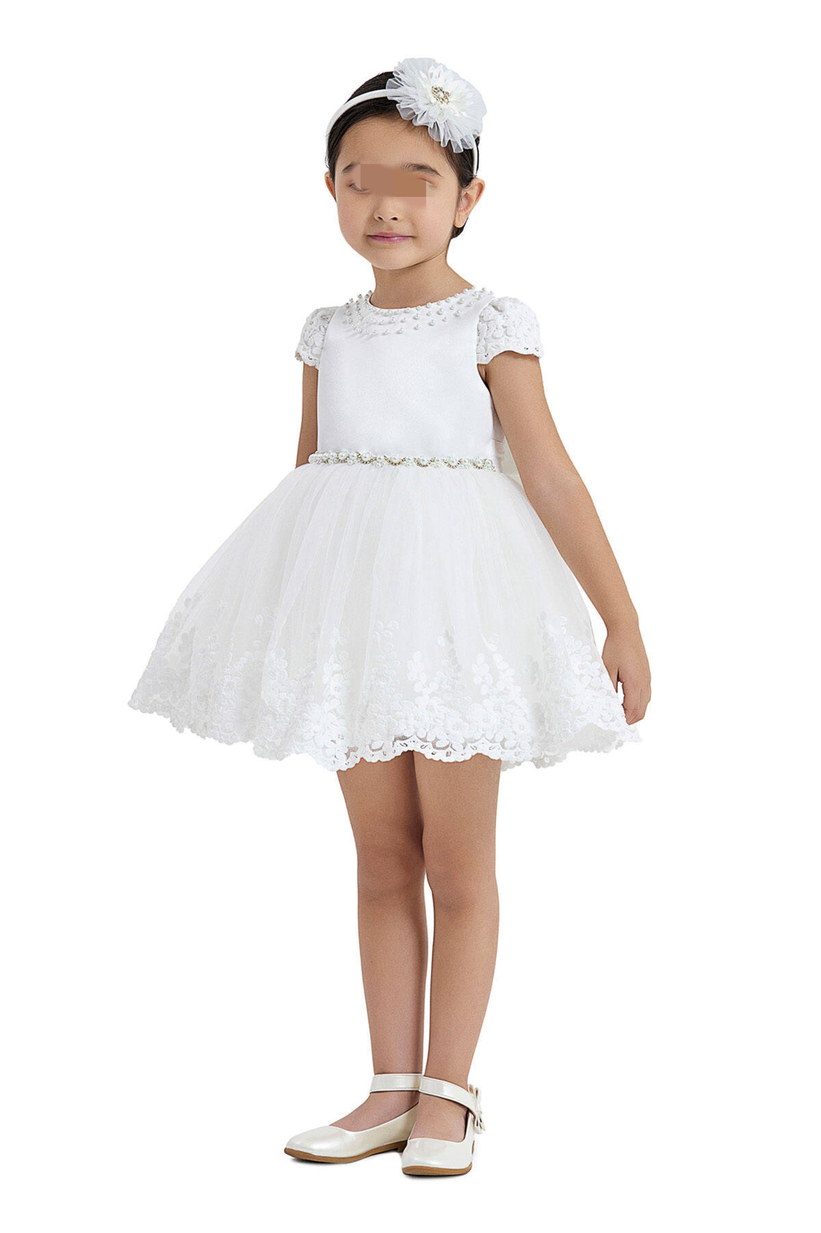 Girls White Short Dress