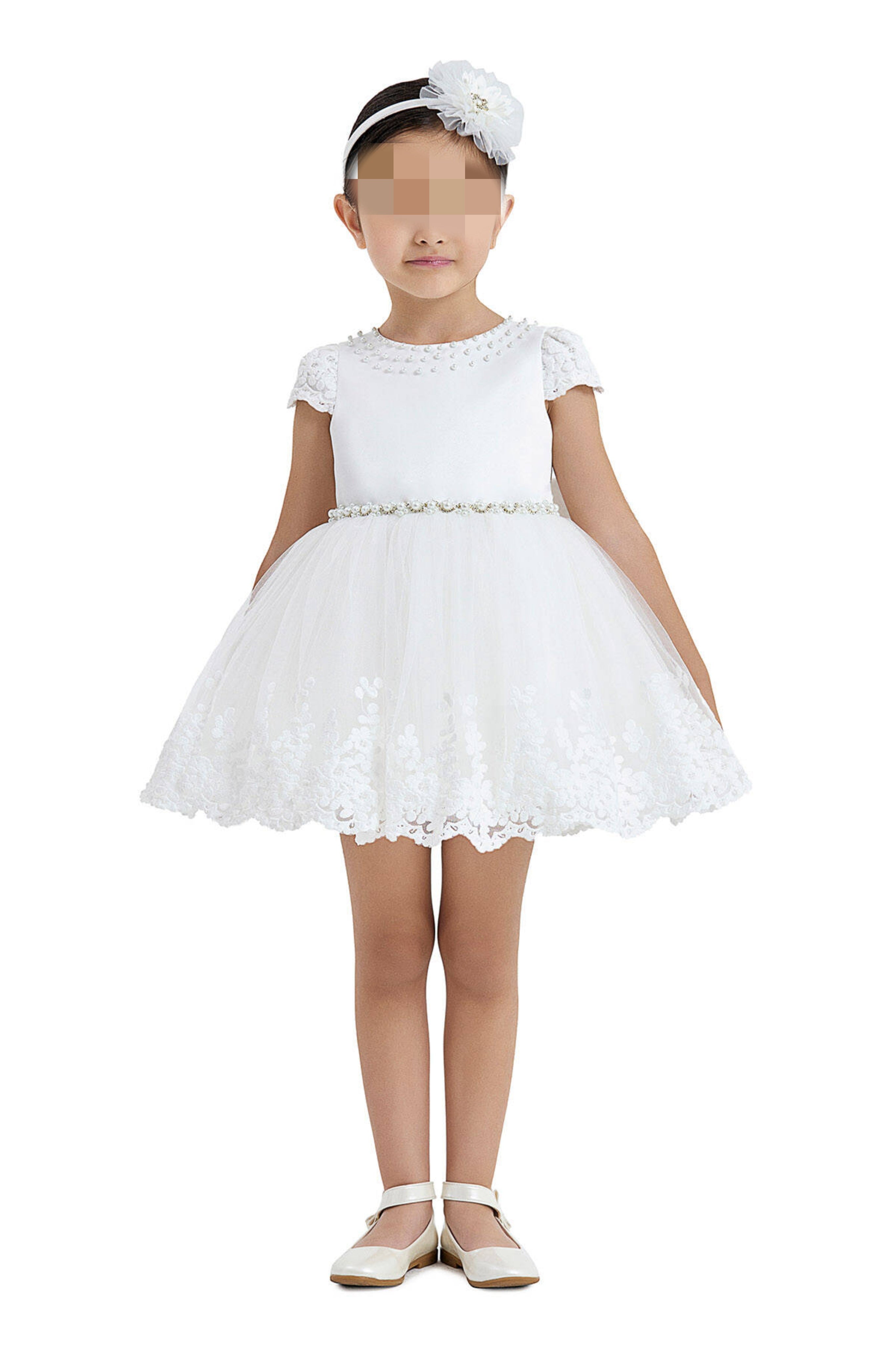 Girls White Short Dress