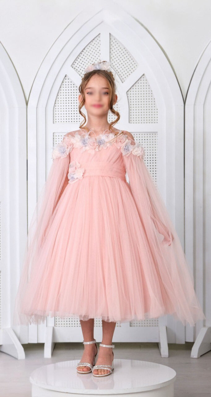 Flower Girl Dress with Mantilla Veil