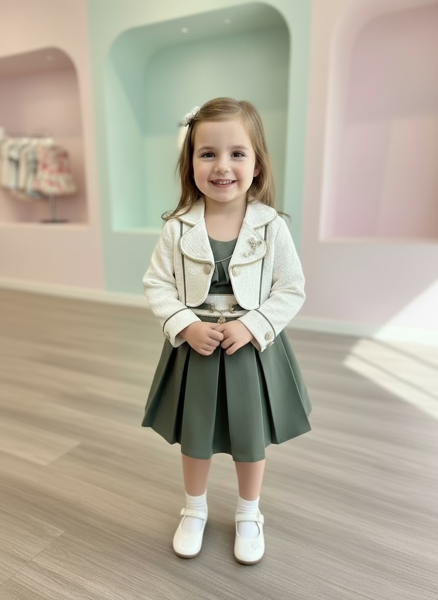 mocha dress with overcoat